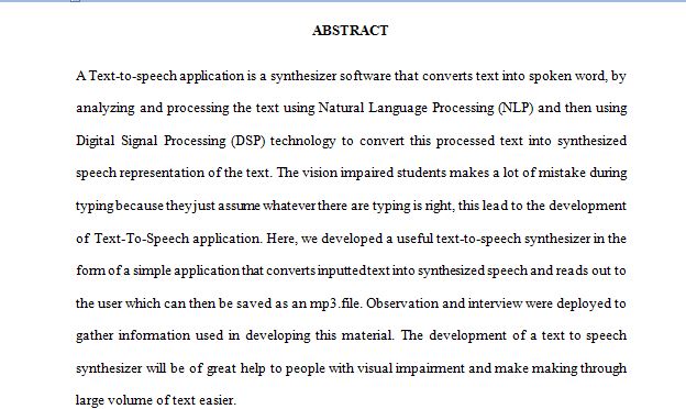 DESIGN AND IMPLEMENTATION OF TEXT TO SPEECH APPLICATION FOR VISION IMPAIRED STUDENTS