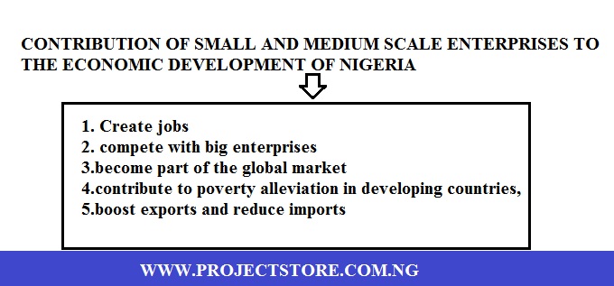 CONTRIBUTION OF SMALL AND MEDIUM SCALE ENTERPRISES TO THE ECONOMIC DEVELOPMENT OF NIGERIA