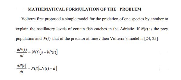 Lotka-volterra predator-pey equations model